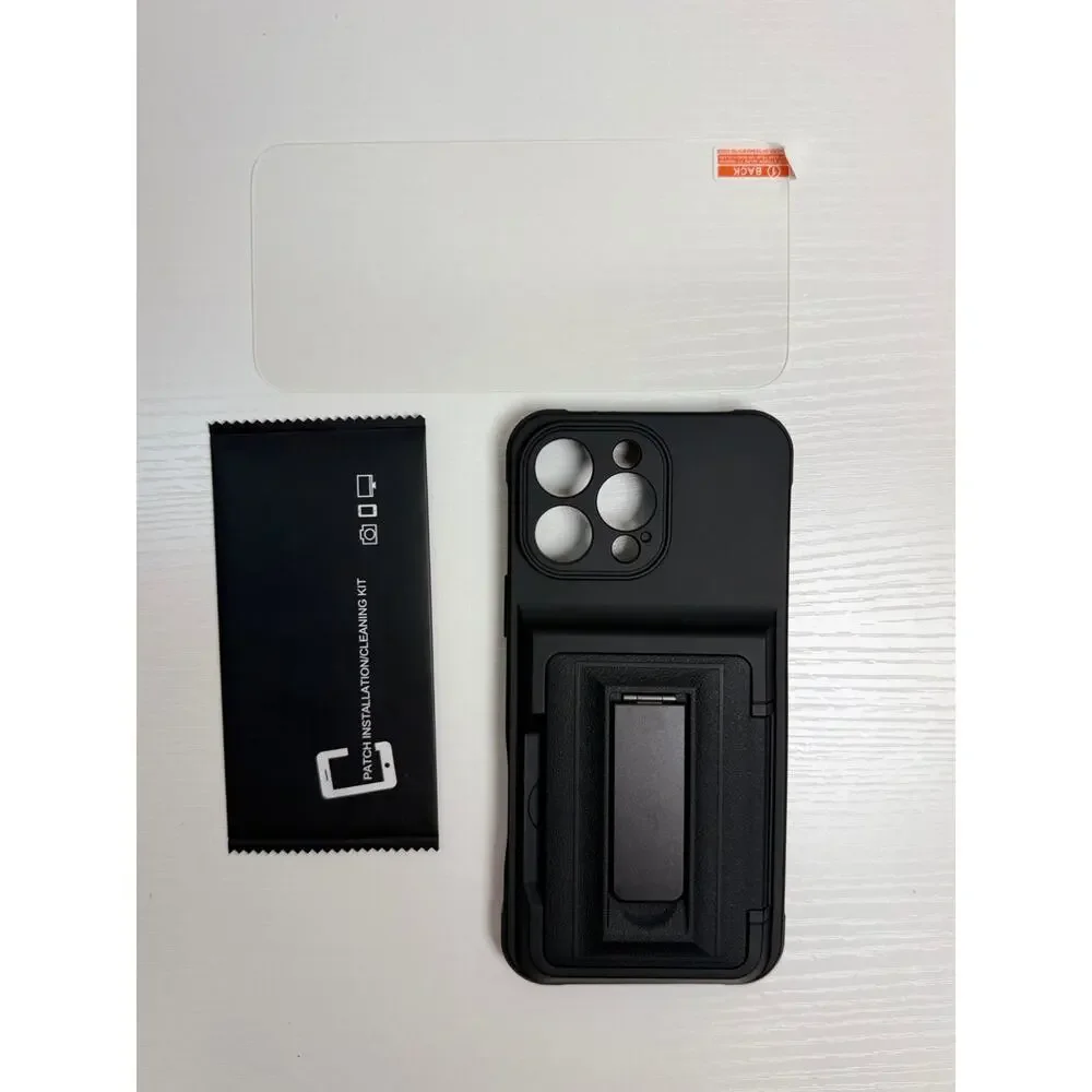Oterkin Wallet Case for iPhone 16 Pro Max RFID Kickstand Screen Protector Black